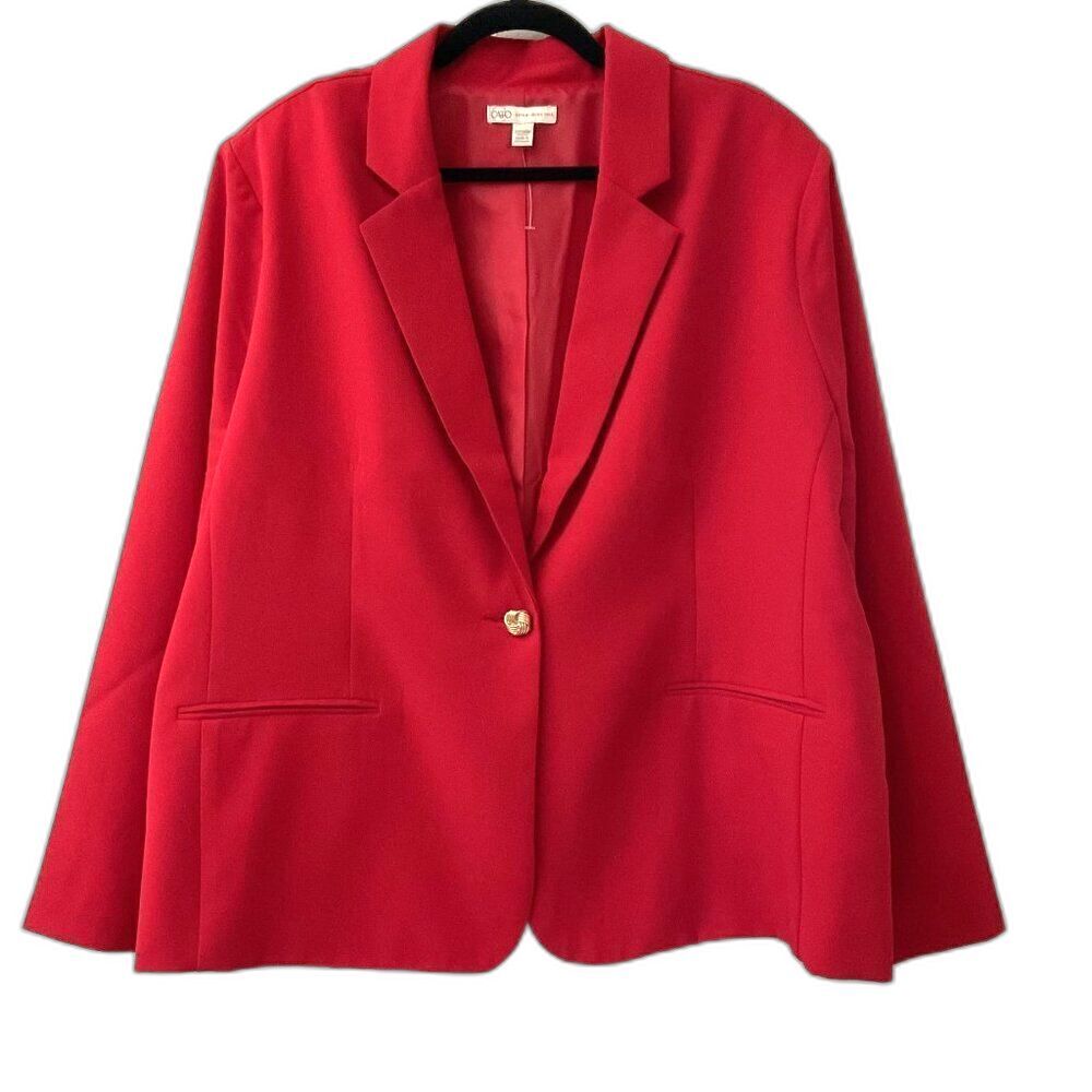 Cato Women's Plus Size Lined Blazer - Vibrant Red (Size 22-24W)